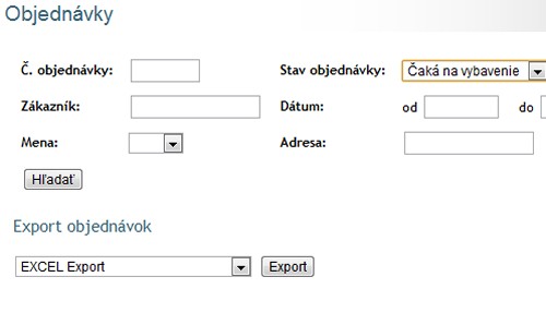 správa objednávok v eshope správa objednávok v eshope - vyhľadávanie v objednávkach