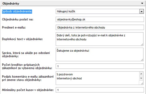 Nákupný košík - nastavenie nákupného košíka v eshope